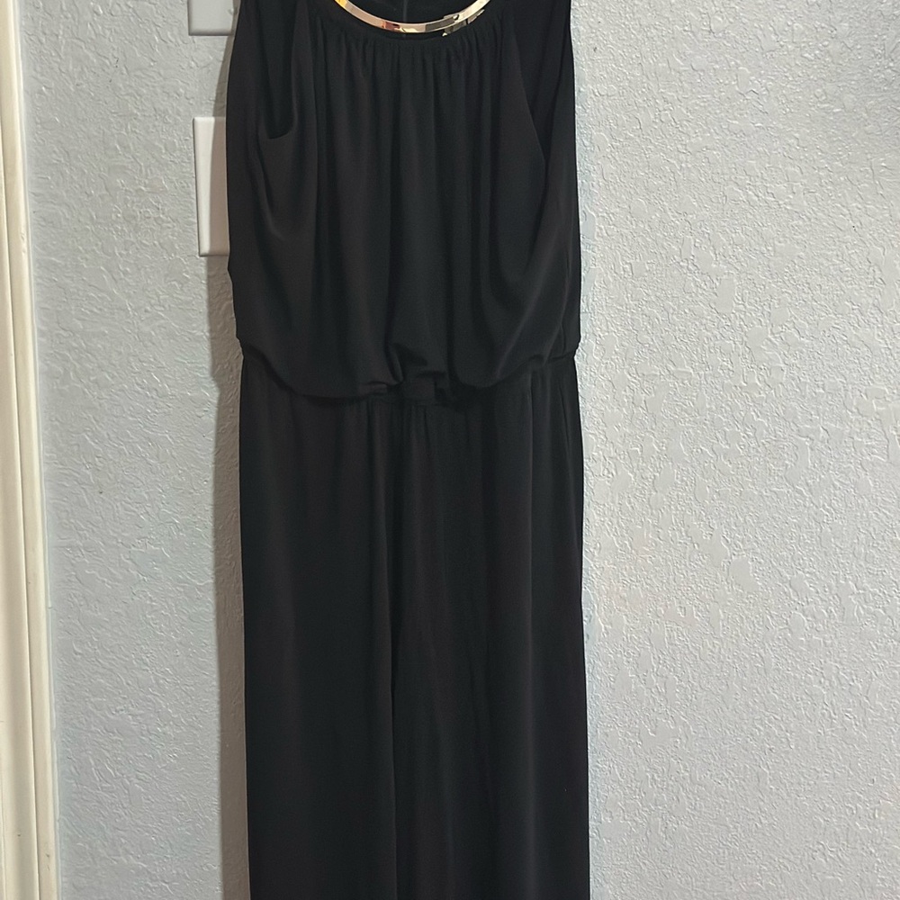 Emma & Michele Black Sleeveless Dress with Gold Accent